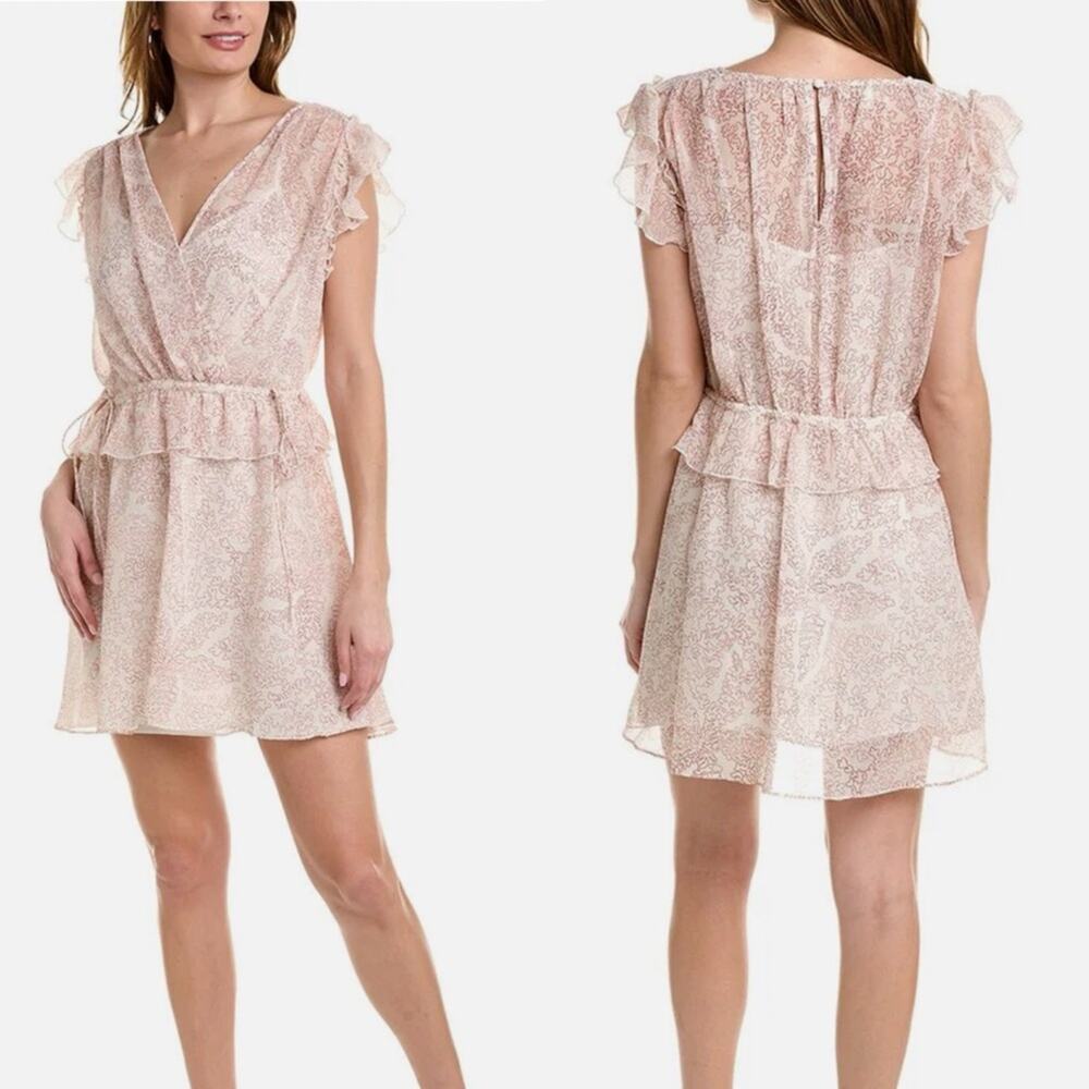 Ted Baker Pink And White Printed Evelyna Mini Dress